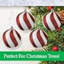 Red & White Candy Stripe Christmas Baubles Shatterproof Plastic Tree Decorations, 6 Pack-424042496