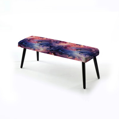 Ikat harmonie mauve et rose - banc noir rembourré abstrait