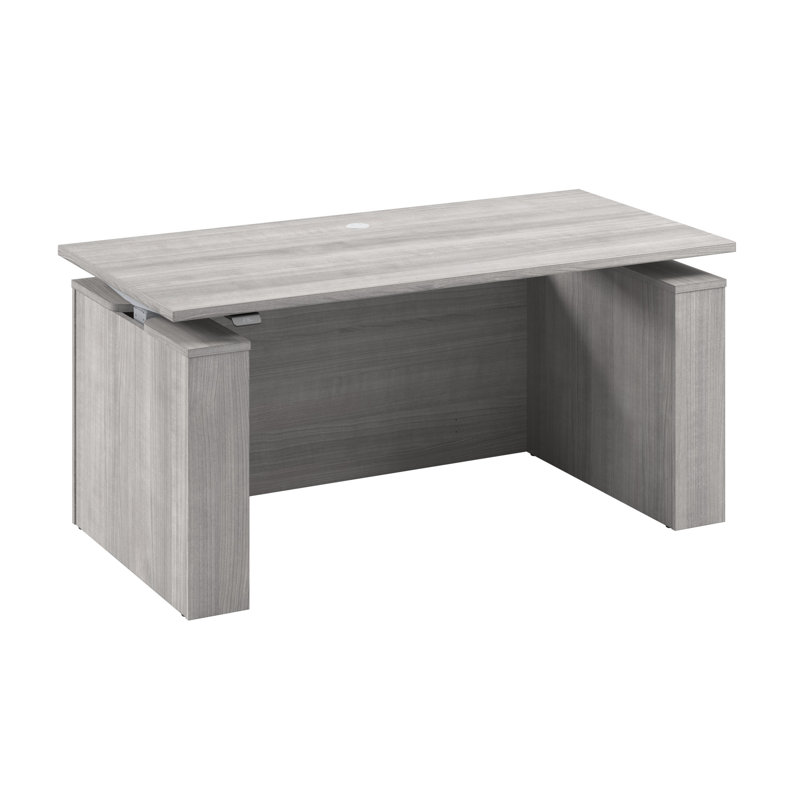 Bureau debout réglable en hauteur avec panneau Modesty Bush, Gris platine