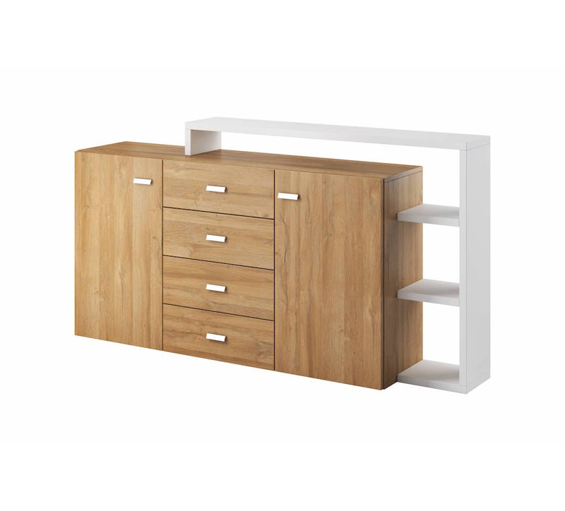 Behesh 180cm Sideboard, Oak Grandson/White