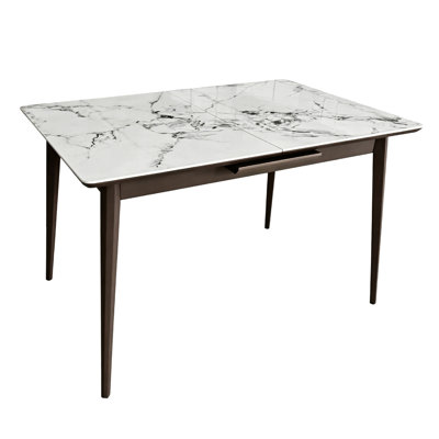 Table de salle à manger extensible Rock Plate 59,5 po x 31,49 po x 29,92 po, pour 6 à 8 personnes, table de salle à manger rectangulaire moderne avec base en métal robuste pour la salle à manger