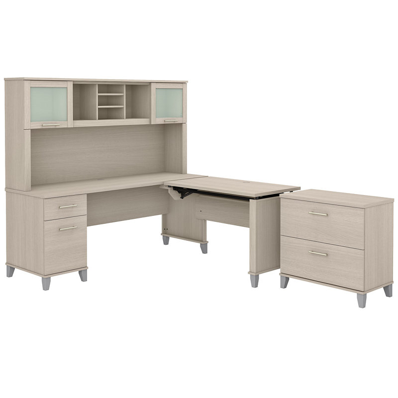 Magomed Piece Standing Desk Office Set, Sand Oak