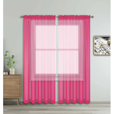 2 panneaux de rideaux transparents avec passe-tringle