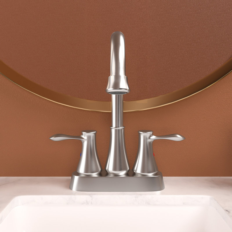 2-Handle Stainless Steel Bathroom Sink Faucet with Swivel Spout