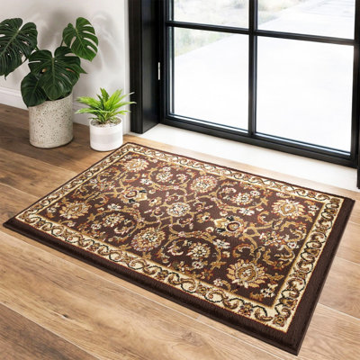 Tapis traditionnel intemporel 2 pi x 3 pi - Motif élégant, confort et style durables - Brun