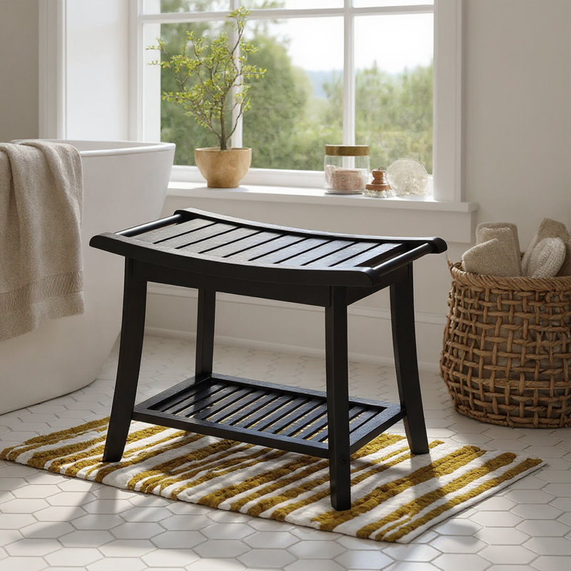 Assembly Required Bamboo Shower Bench, Black