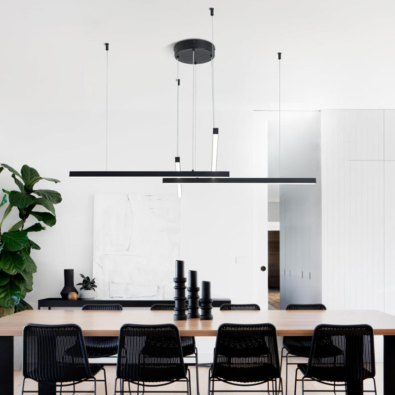 Luminaire suspendu à intensité variable 4 lumières DEL modernes à hauteur réglable avec lustre pour îlot de cuisine