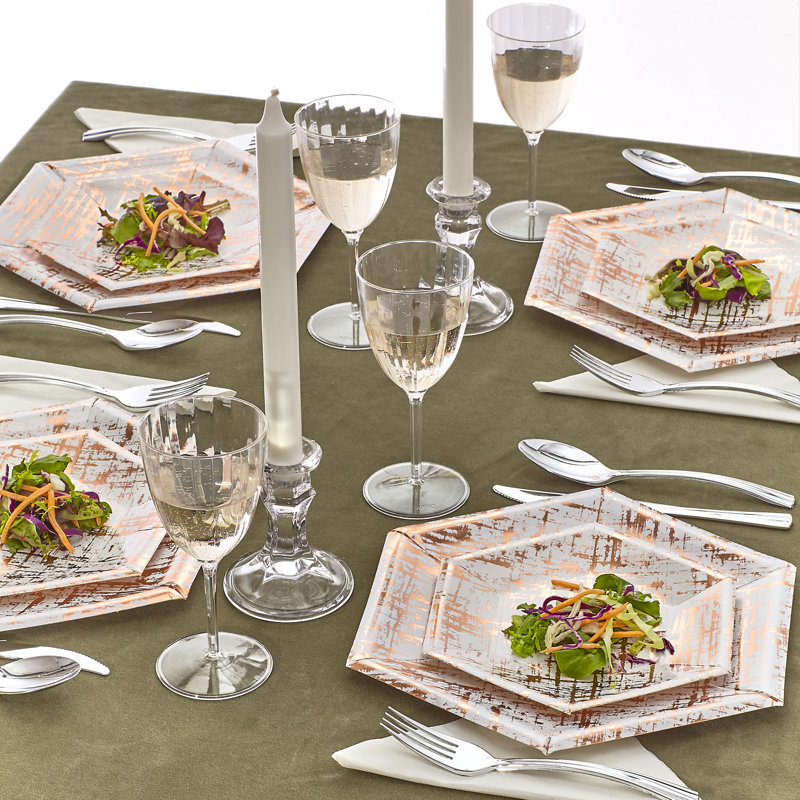 Ensemble d'articles de fête jetables en papier épais, Rose