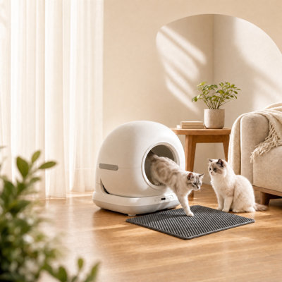 22.9" L Smart ABS Self Cleaning Litter Box with App Control & UVC Deodorizer for Indoor Cats, Apartments