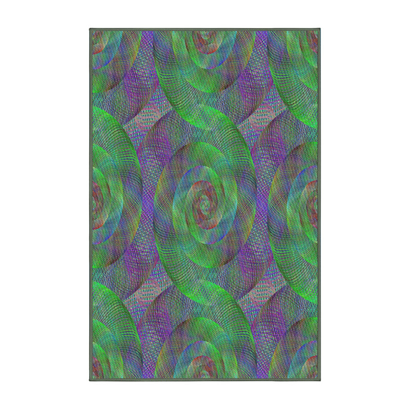 Tapis vert/mauve à motifs, Rectangle 8 pi x 10 pi