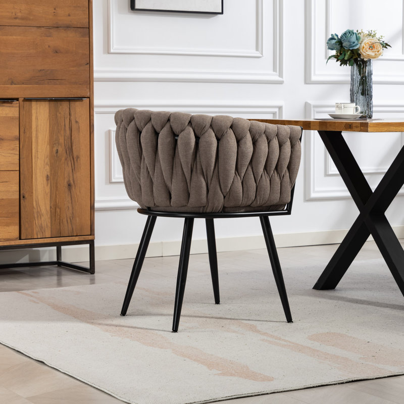 Polyester Upholstered Metal Upholstered Back Accent, Brown