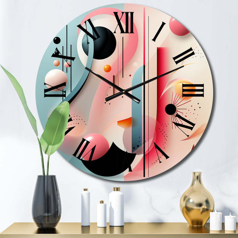 Flowers Of Rhythm In Pink And Blue I Metal Wall Clock, Small