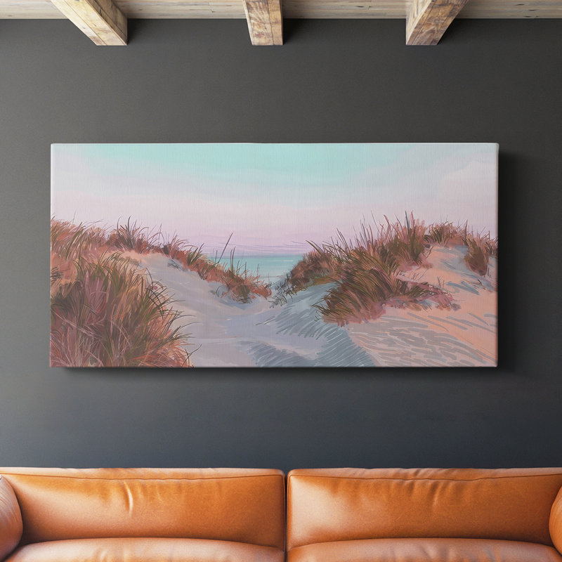 Dunes à l'aube I - Toile tendue avec châssis - Prêt à accrocher, H 20 po x l 40 po