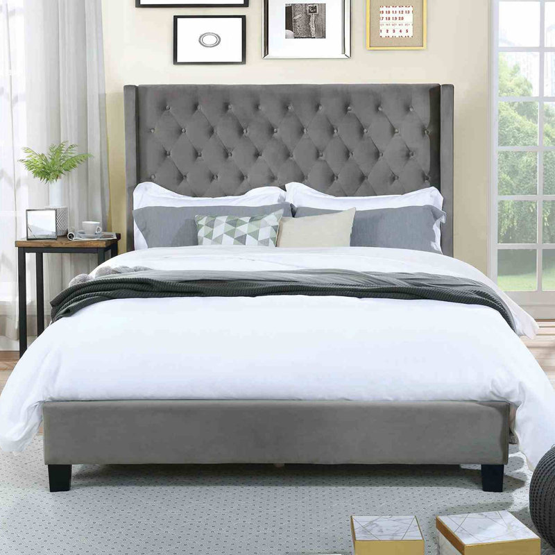 Lit de style contemporain, Grand lit, Gris