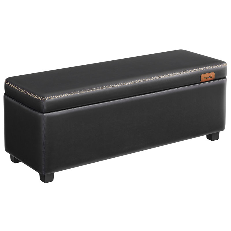 Upholstered Storage Bench, Black