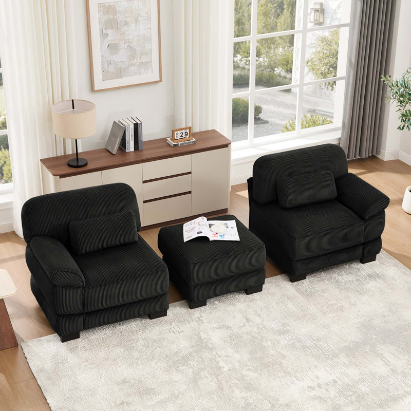 Canapé d'angle modulaire Cloud Couch avec pouf, 104" W, Black
