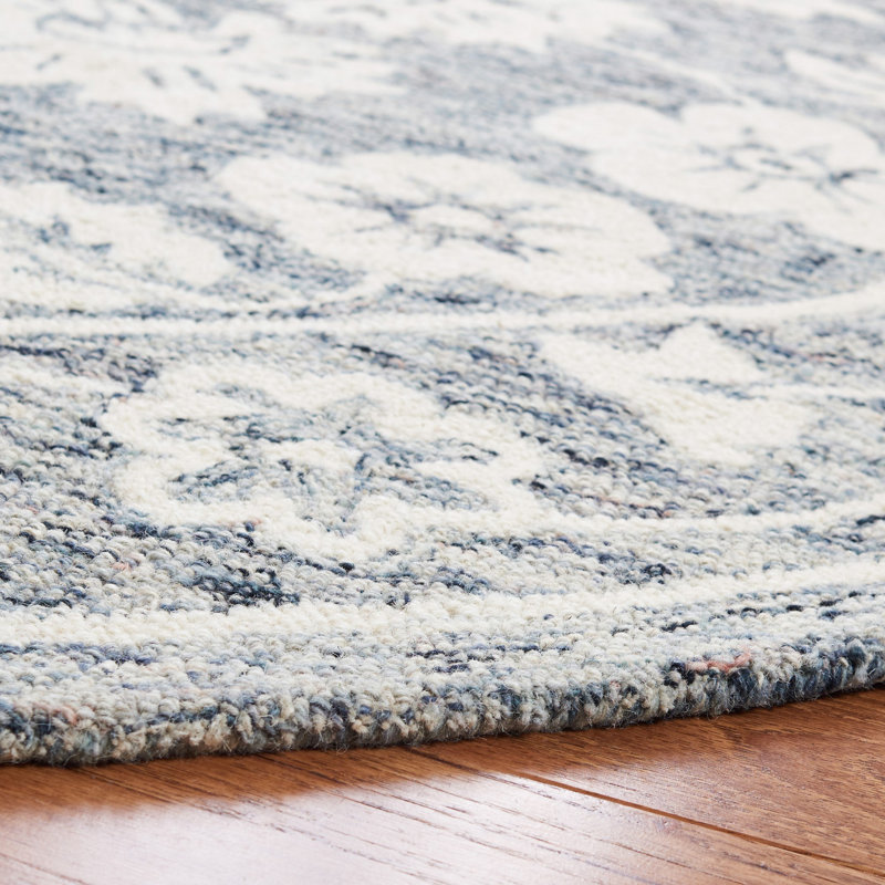 Conaway Hand Tufted Wool Floral Rug, Round 7'