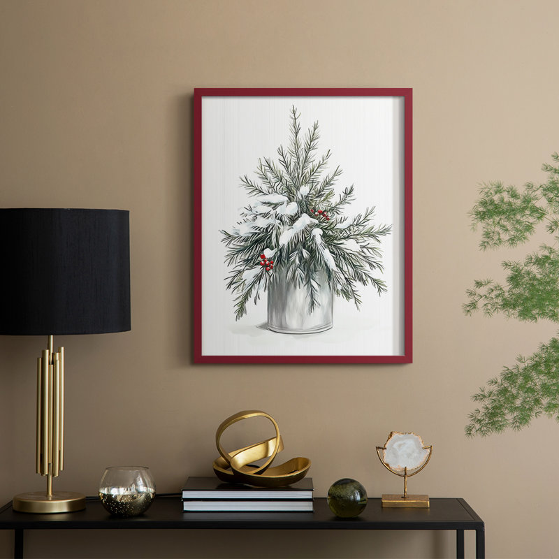«Christmas Holiday Art DCCCLxxIV», reproduction d'art encadrée - bois massif, H 21 po x l 17 po, Rouge