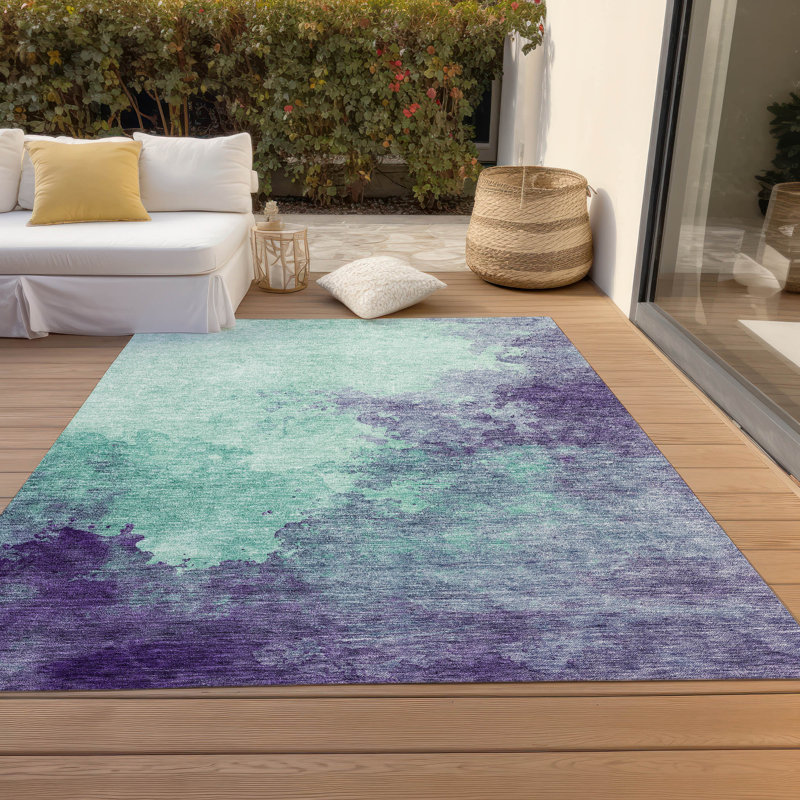 Machine Washable Indoor/Outdoor Cicel ACN1138 Seafoam, Rectangle 9' x 12'