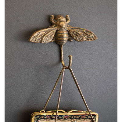  Decorative Bee Wall Hook Metal Hanging Accent 6"H, Tall Set of 4