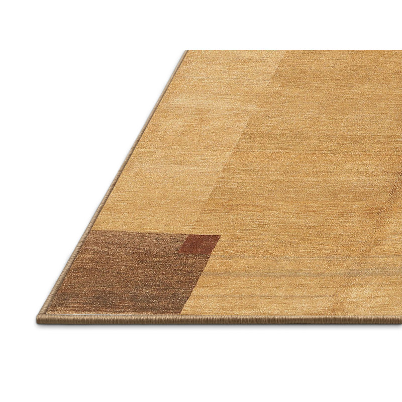 Tapis contemporain brun / beige, Rectangle 2 pi x 5 pi