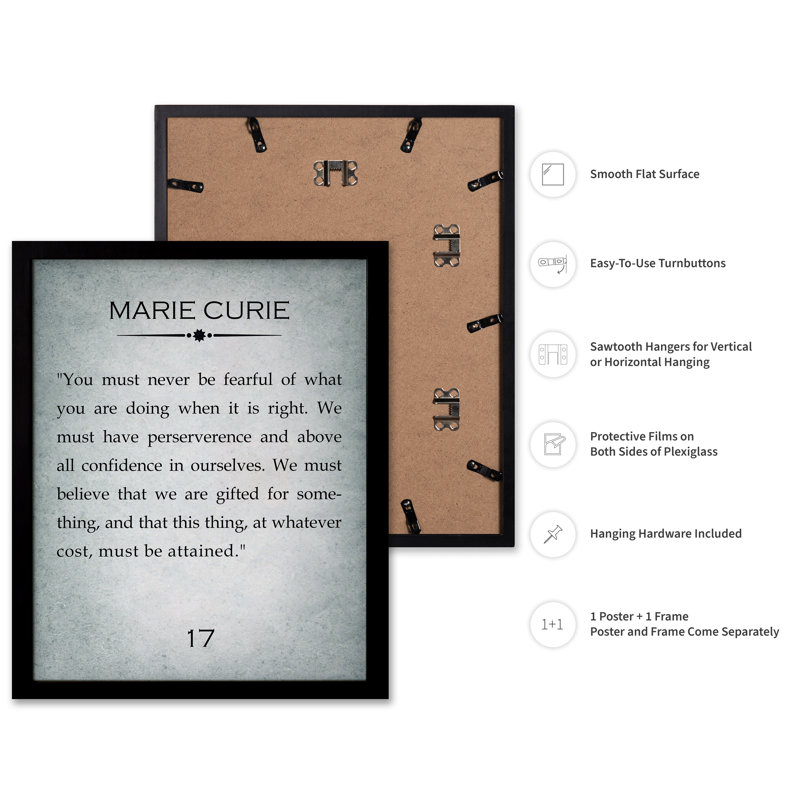 Marie Curie Quote, Black Framed, Poster, 18"H x 24"W