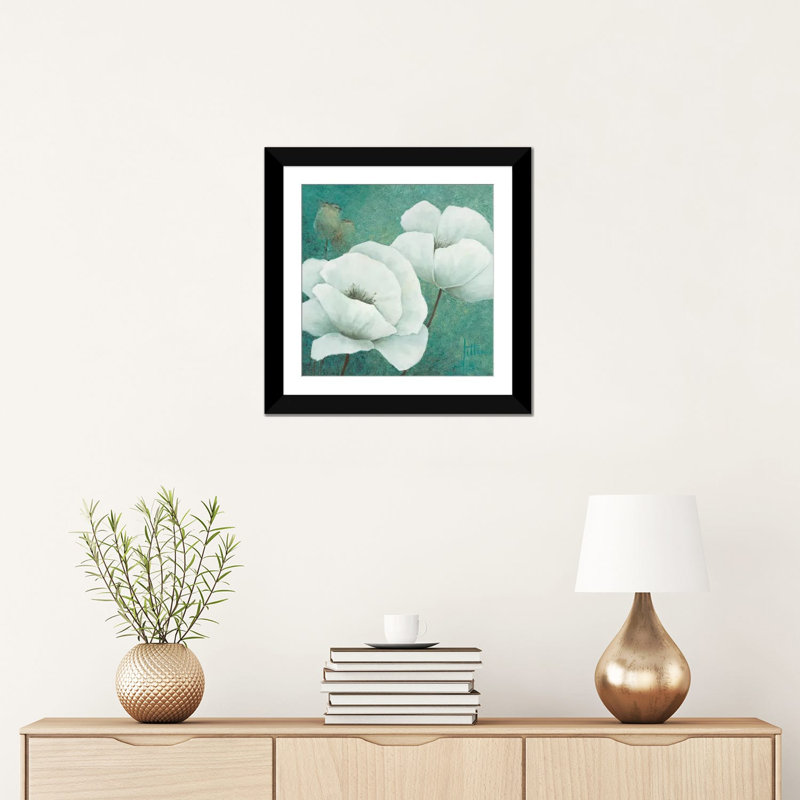 «Flora II», impression sur toile, Papier d'art encadré noir, Blanc, H 24 po x l 24 po x P 1 po