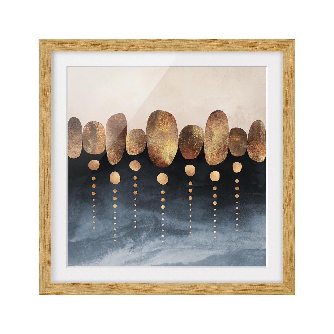 Gerahmtes Poster Abstract Golden Stones