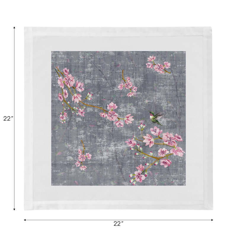 Blossom Fantasia Cotton Sateen Dinner Napkins, Charcoal