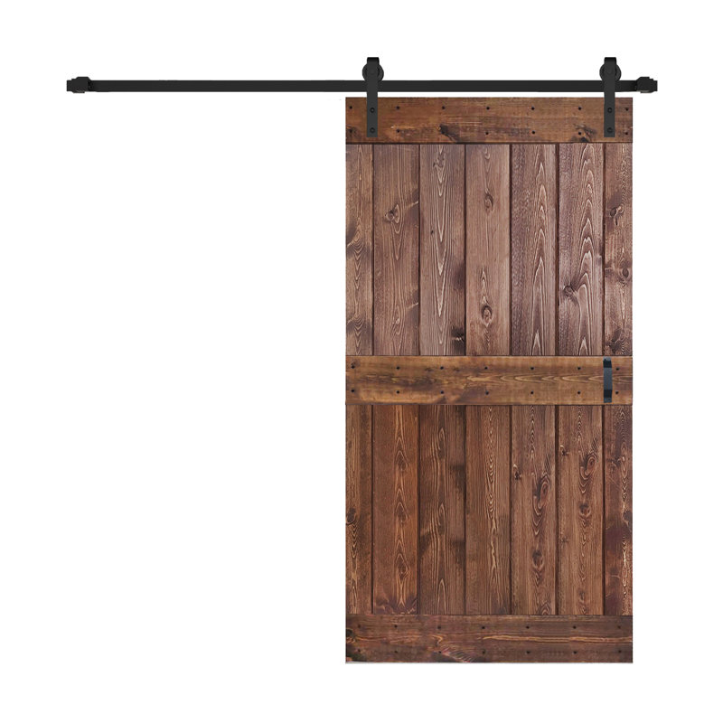 Porte de grange coulissante à finition couleur H Series avec quincaillerie à assembler requise, 42"  x 84, Brun