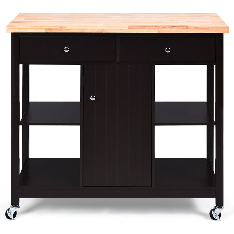 96 cm W Kitchen Island with Top, Dark Brown