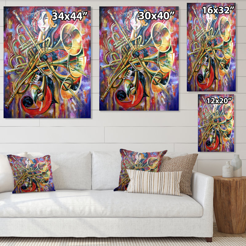 Impression abstraite multicolore sur toile - Bohème et éclectique, impression sur toile, H 32 po x l 16 po, Toile tendue