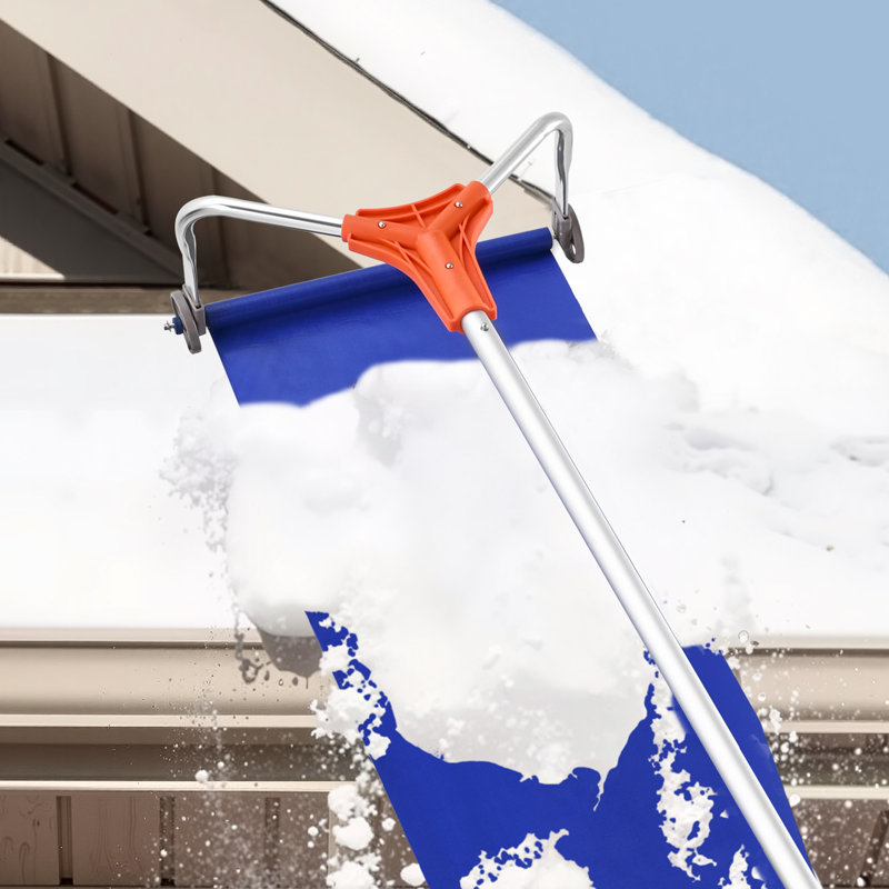 4.1-17.2 ft Snow Roof Rake 17 in Aluminum Blade with Wheels & Snow Slide
