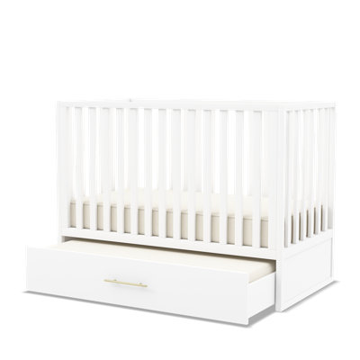3-in-1 Convertible Crib with Trundle, Toddler Bed, Daybed, White