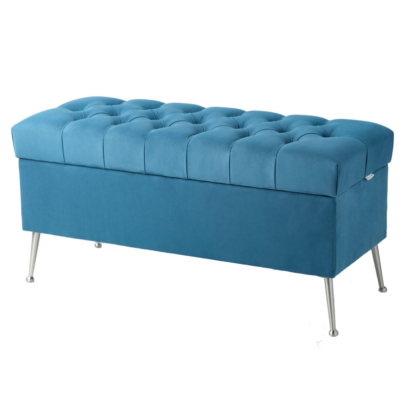 Velvet Upholstered Storage Bench, H47 x W80 x D30cm
