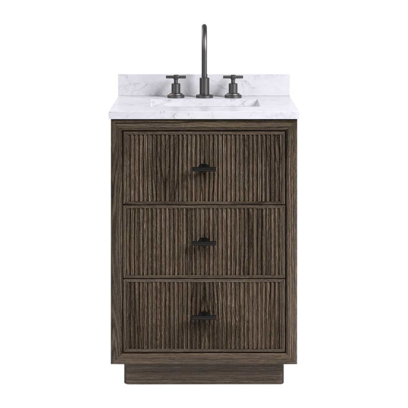 Rhett Vanity, Espresso Oak, 24" W, Carrara Marble