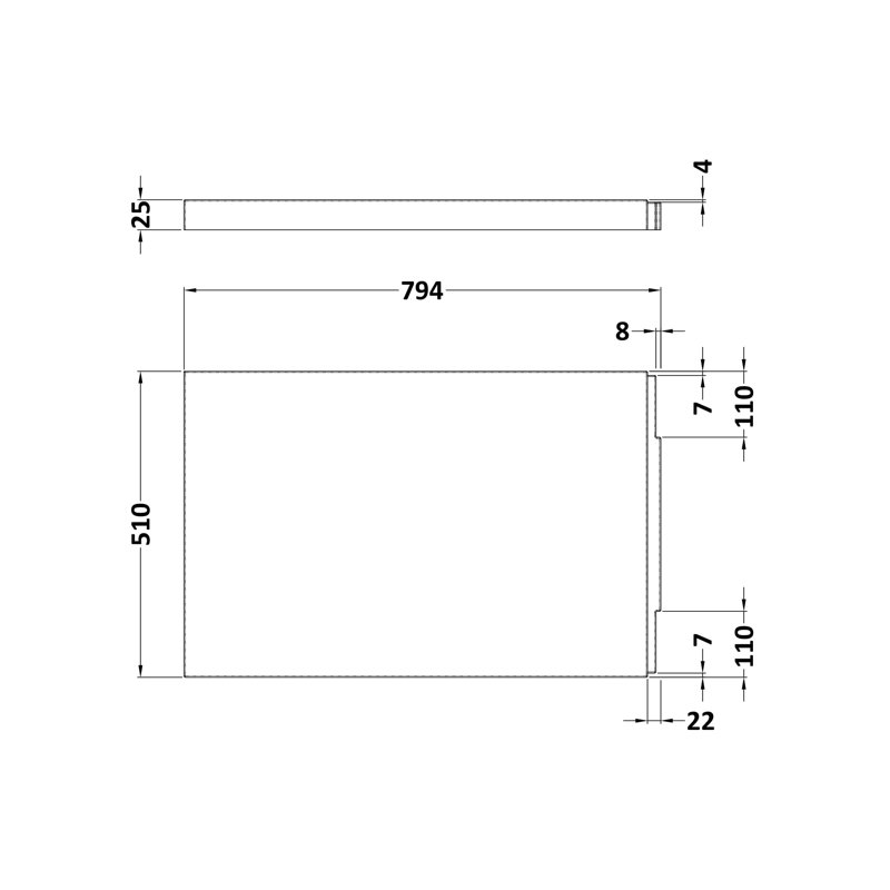 End Panel, 51cm H x 80cm W