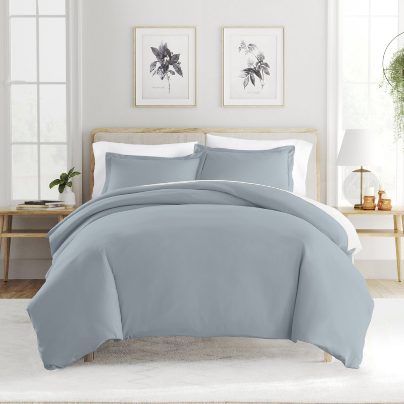 Super Soft Double Brushed Duvet Cover Set, King/Cal. King Duvet Cover + 2 King Shams, Light Blue