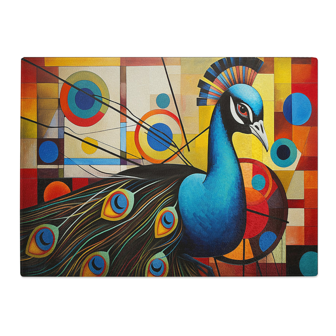 Peacock Constructivism  Glass Chopping Board