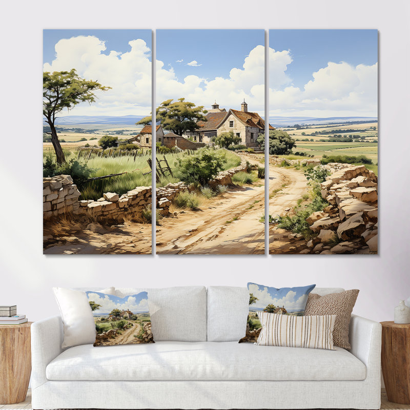 Vineyard Scenery Landscape Beauty V - Ensemble de décoration murale vignoble, Toile tendue, H 28 po x l 36 po x P 1 po
