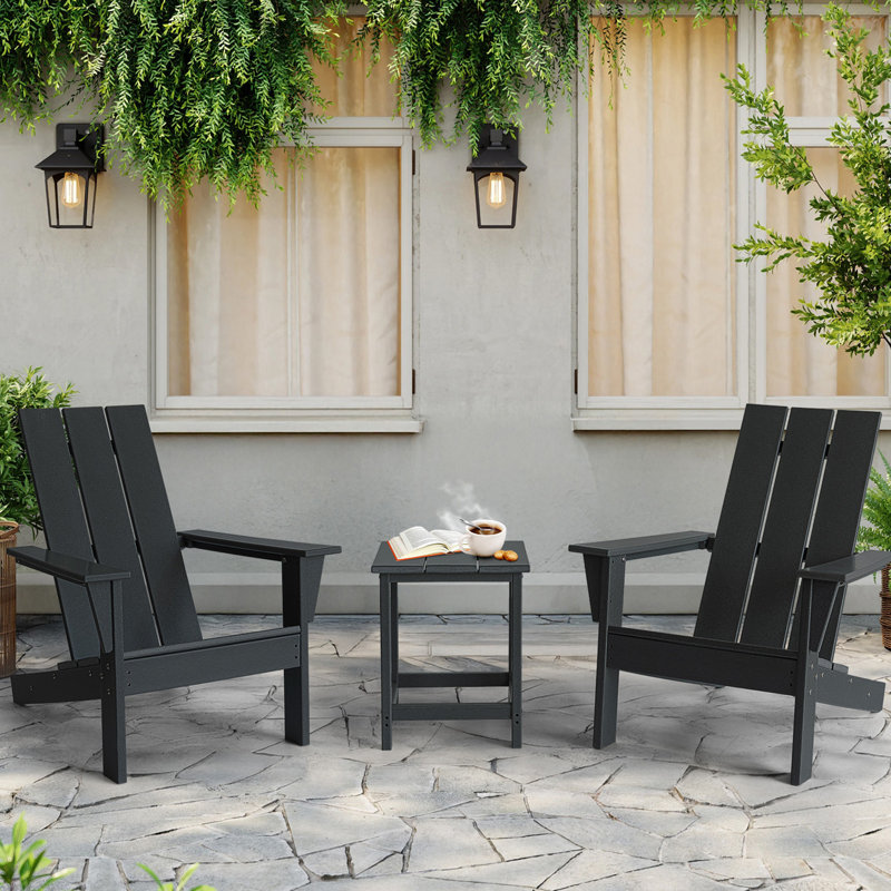 Ensemble de conversation pour patio 2 personnes avec table d'appoint Devito, Noir