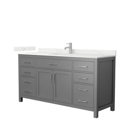 Beckett 66" Freestanding Single Bathroom Vanity with Quartz Top