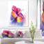 «Red Yellow Hibiscus Flower in Blue Large Flower», reproduction d'art sur toile tendue-4246072-11377584