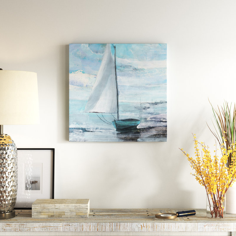 Silver Sail by Albena Hristova - Painting, Wrapped Canvas, 76cm H x 76cm W
