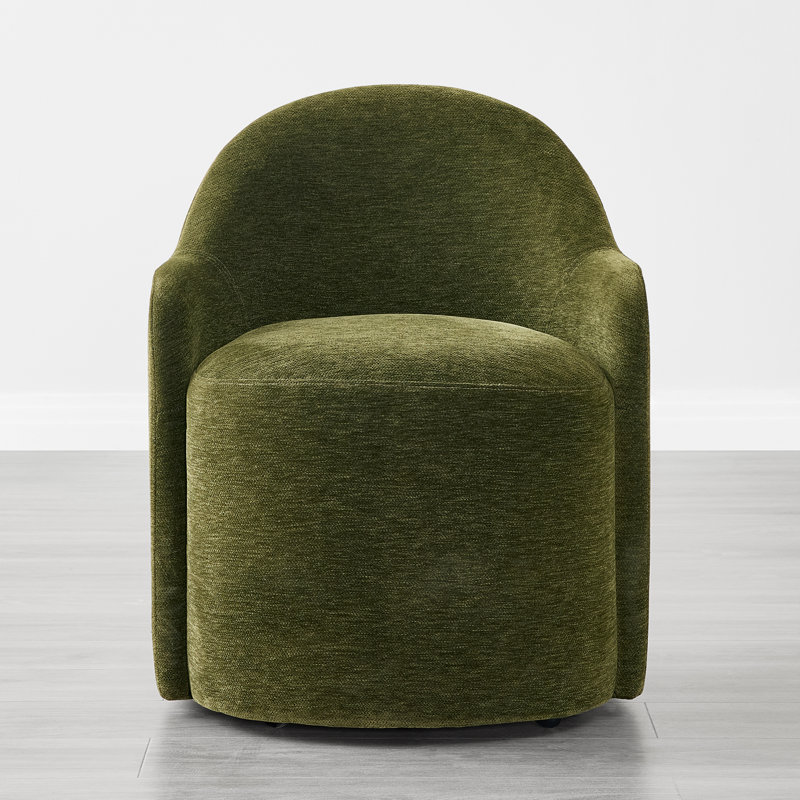 Upholstered Dining Chairs with Hidden Casters, Green