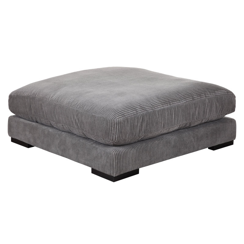 Lonsdale Square Ottoman, Gray Corduroy