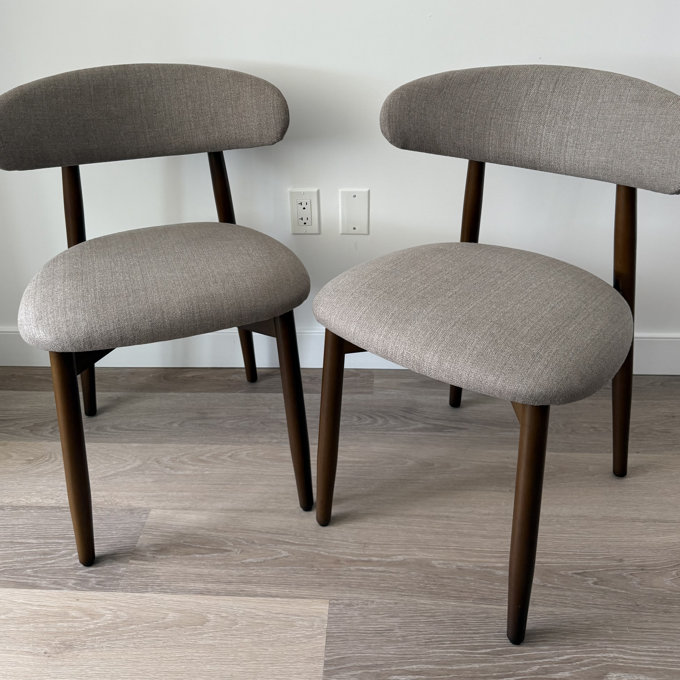 Vannie Upholstered Solid Wood Dining Chair Side Chair (Set of 2) - Light Gray