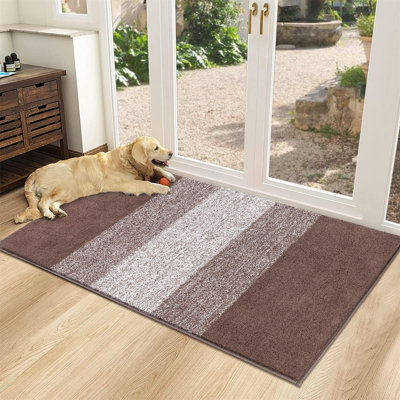 32”x48” Indoor Doormat - Non-Slip, Absorbent, Dirt Resistant Rubber Mat for Entryways, Light Grey