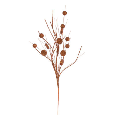 33" Ball and Coin Glitter Twig Spray, 6 per bag.