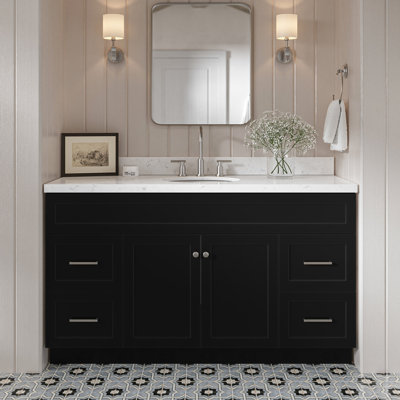 Abell 60.25'' Bathroom Vanity with Carrara Quartz Top